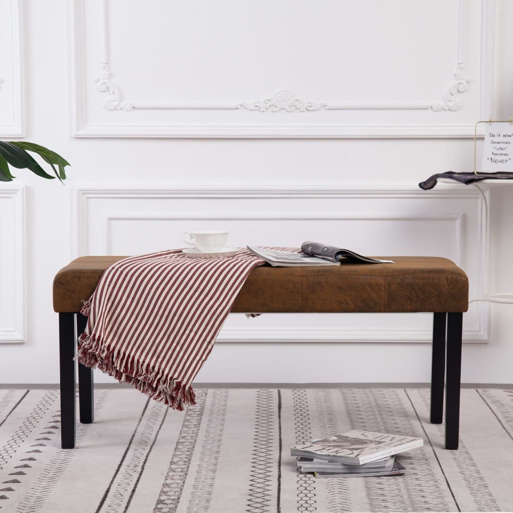 bænk i imiteret ruskind 106 cm brun