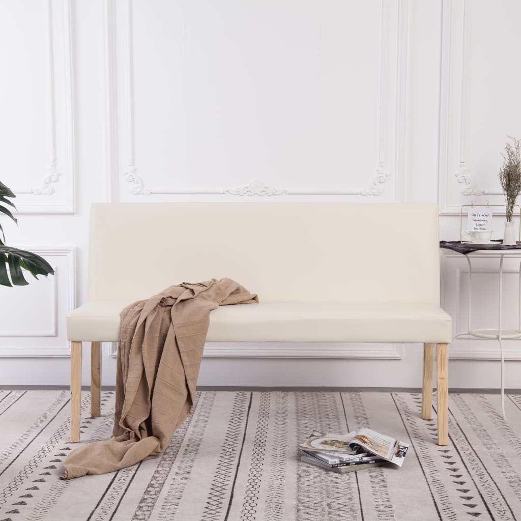 bænk i kunstlæder 139,5 cm cremefarvet