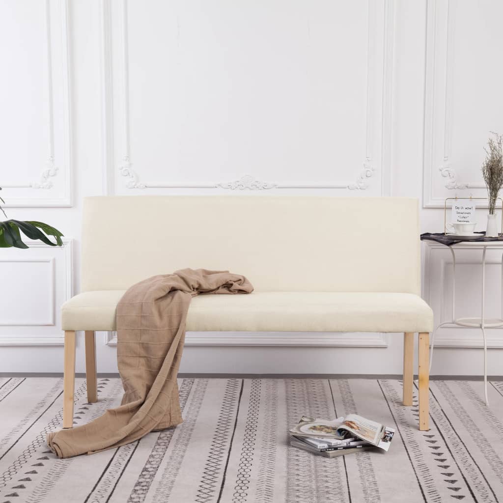 bænk 139,5 cm polyester cremefarvet