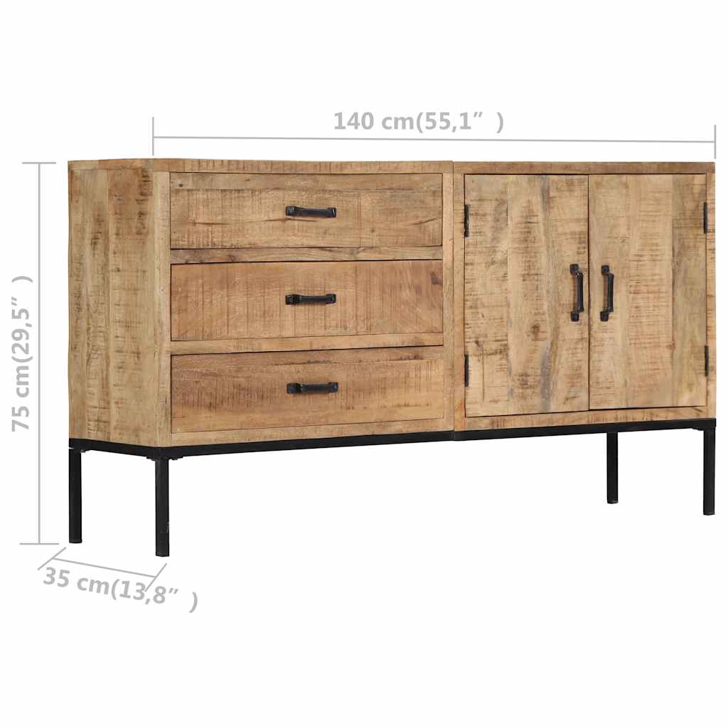 skænk 140x35x75 cm massivt mangotræ