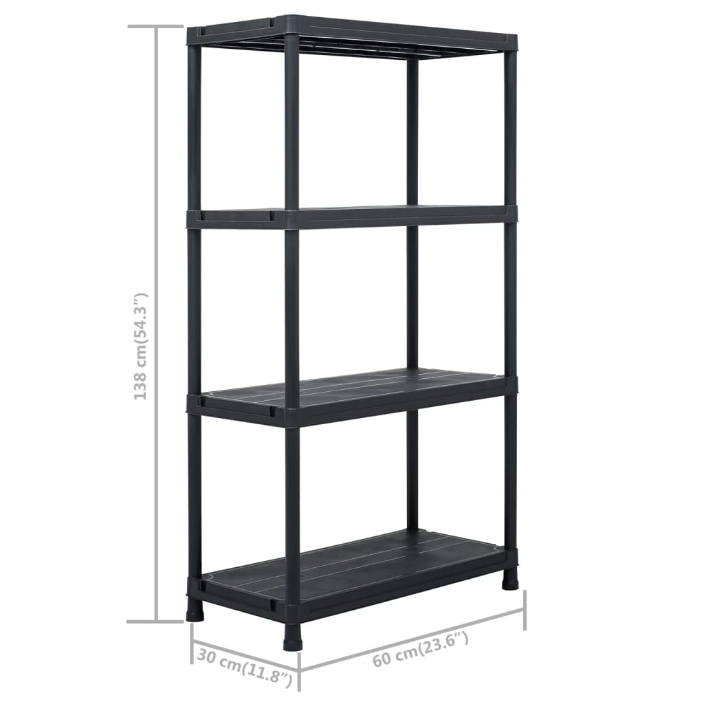 opbevaringsreoler 5 stk. 60 x 30 x 138 cm plastik sort