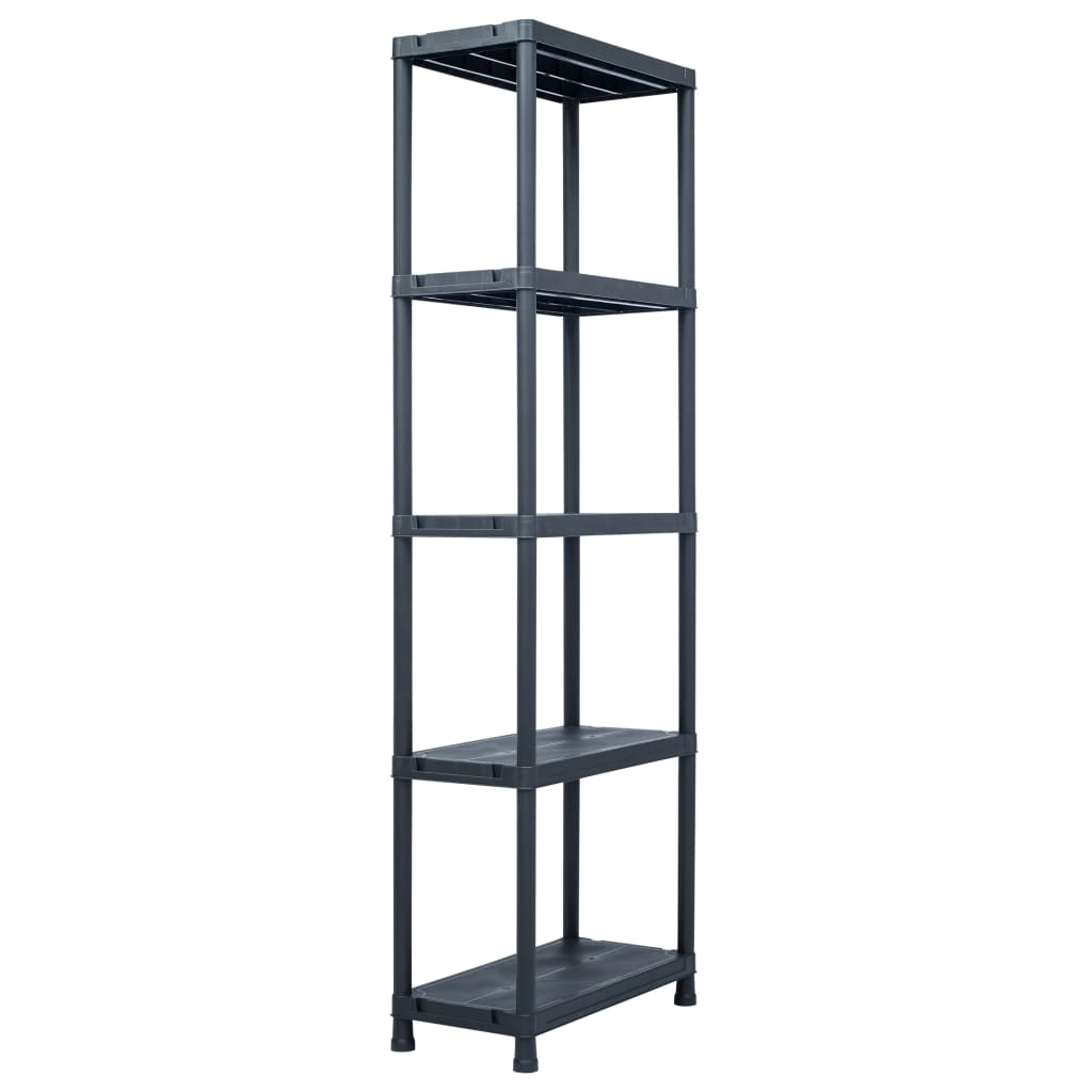 opbevaringsreoler 5 stk. 125 kg 60 x 30 x 180 cm plastik sort