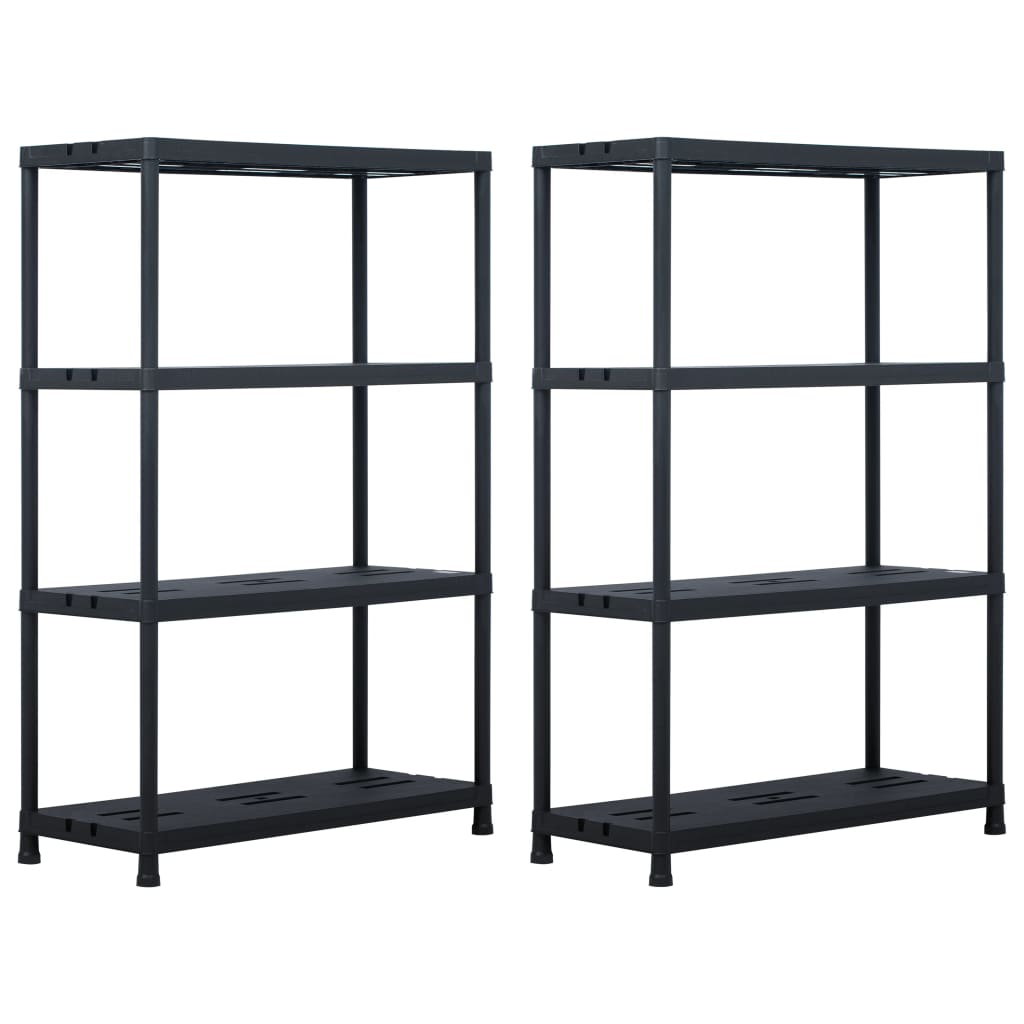 opbevaringsreoler 2 stk. 220 kg 90 x 40 x 138 cm plastik sort