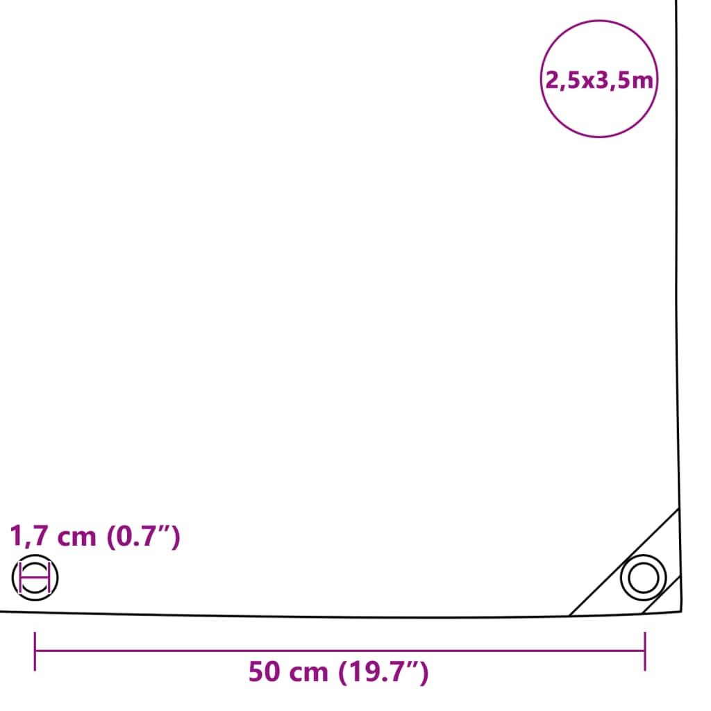 presenning 650 g/m² 2,5 x 3,5 m grå