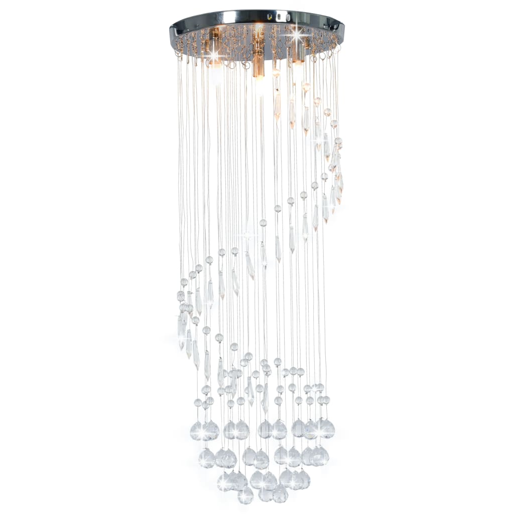 loftlampe med krystalperler spiralform G9 sølvfarvet