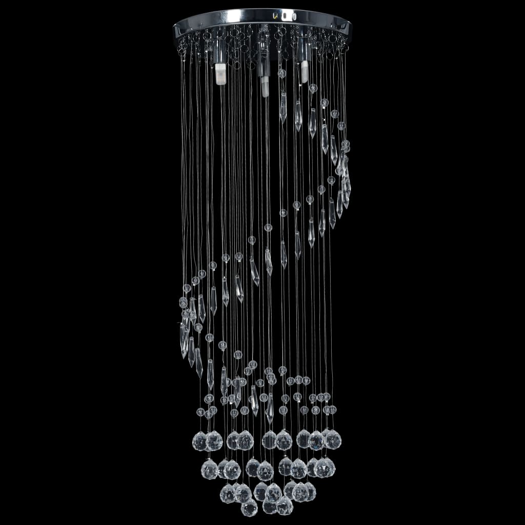 loftlampe med krystalperler spiralform G9 sølvfarvet