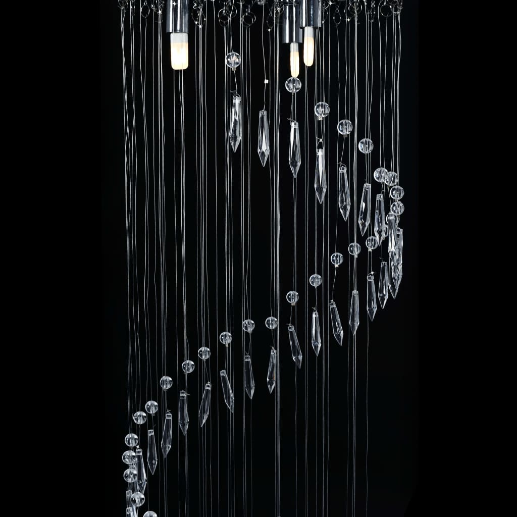 loftlampe med krystalperler spiralform G9 sølvfarvet