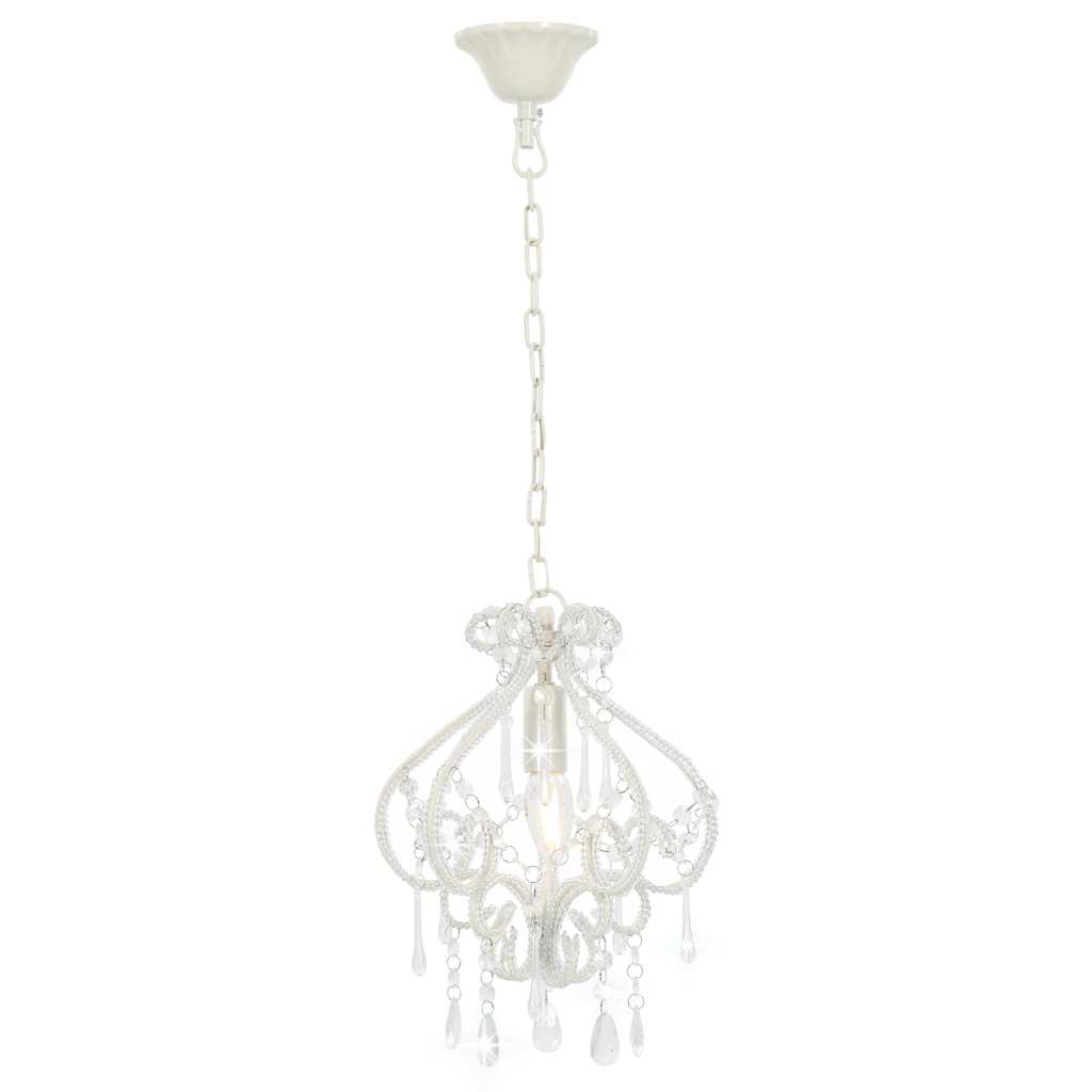 loftlampe med perler rund E14 hvid