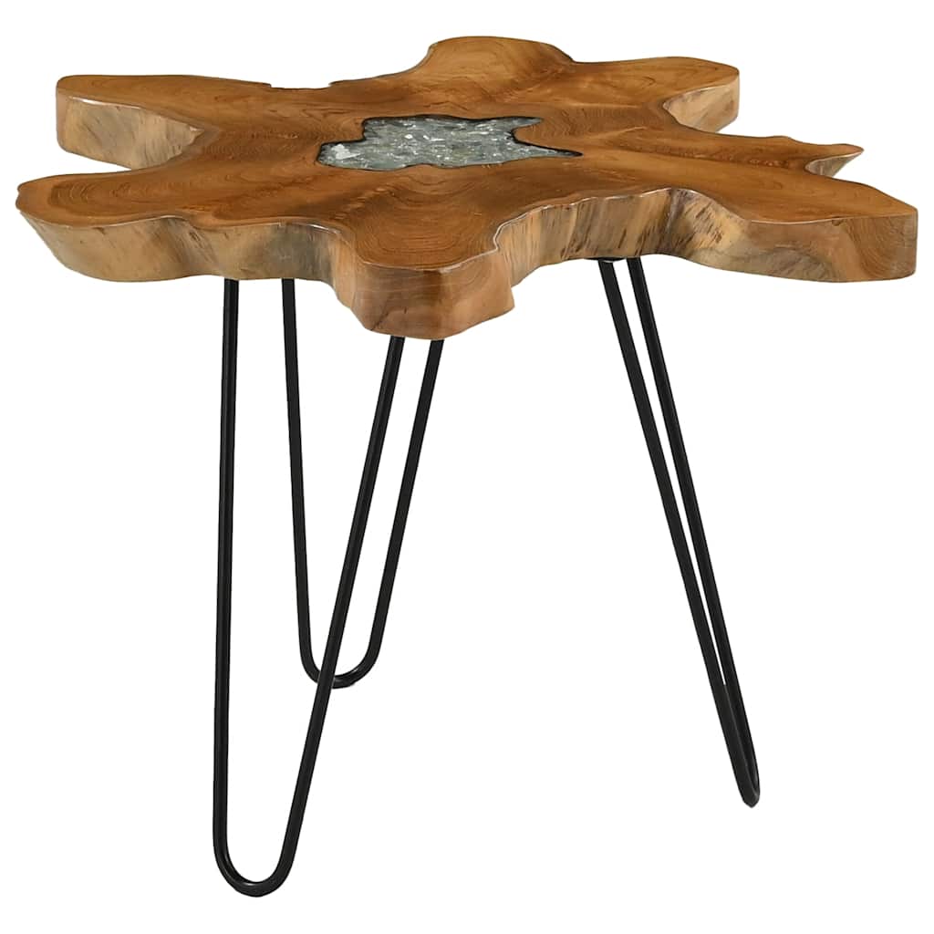 sofabord 70 x 45 cm massiv teaktræ og polyresin