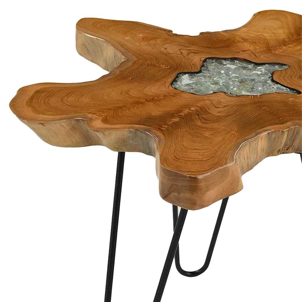 sofabord 70 x 45 cm massiv teaktræ og polyresin
