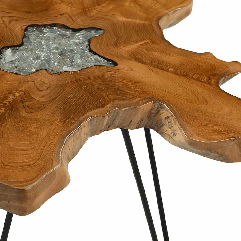 sofabord 70 x 45 cm massiv teaktræ og polyresin