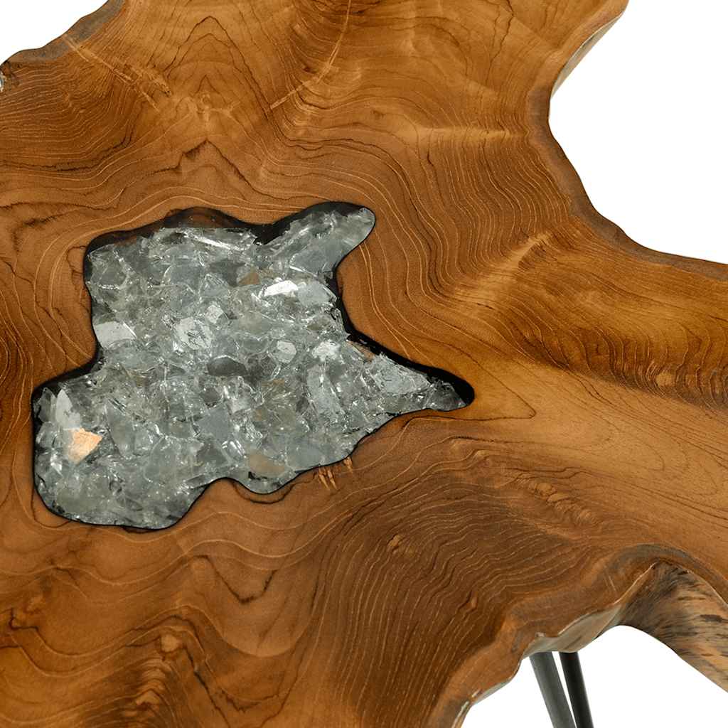 sofabord 70 x 45 cm massiv teaktræ og polyresin