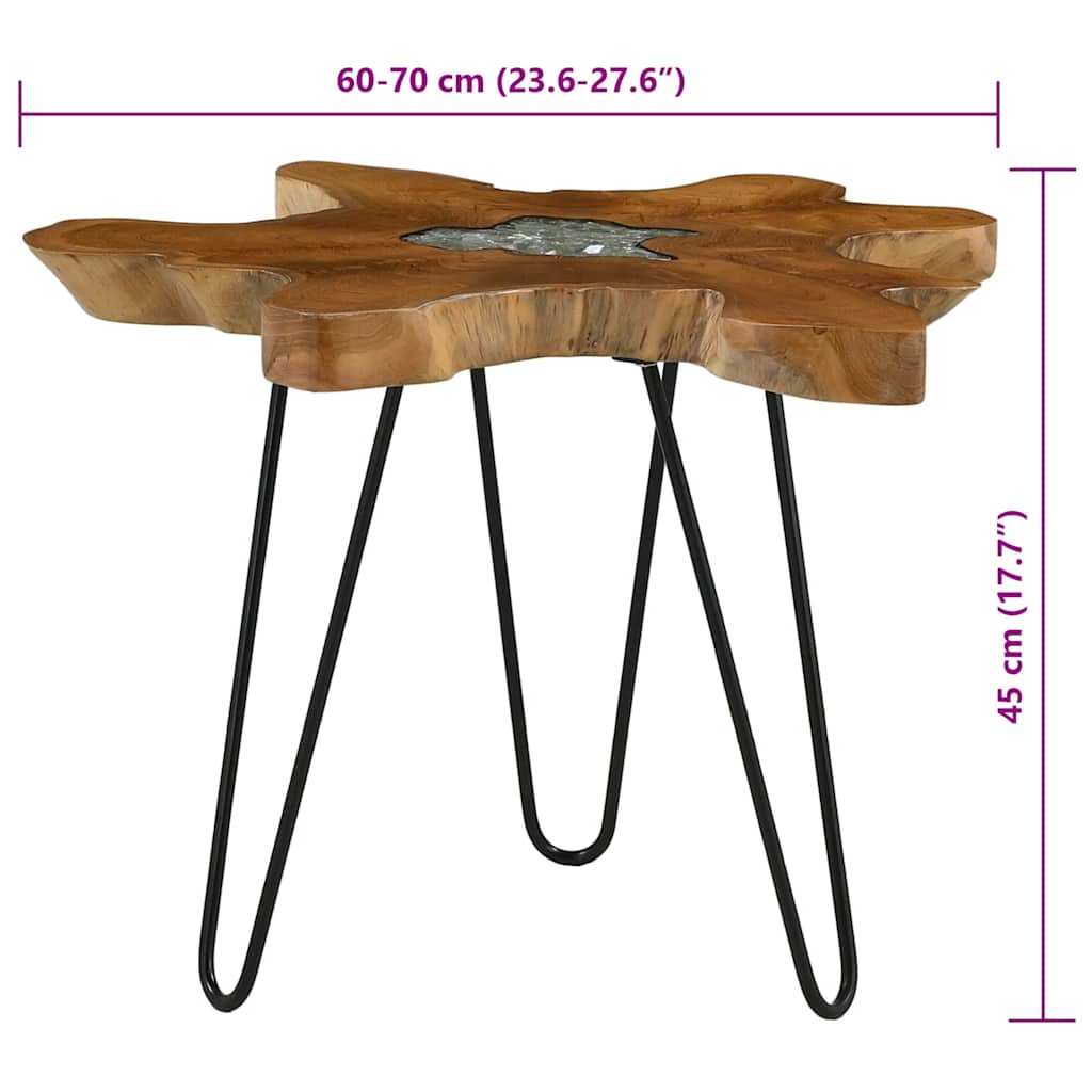 sofabord 70 x 45 cm massiv teaktræ og polyresin