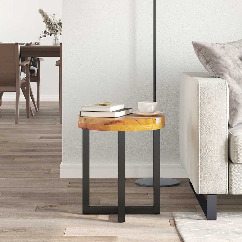 sofabord 40 x 45 cm massivt teaktræ og polyresin