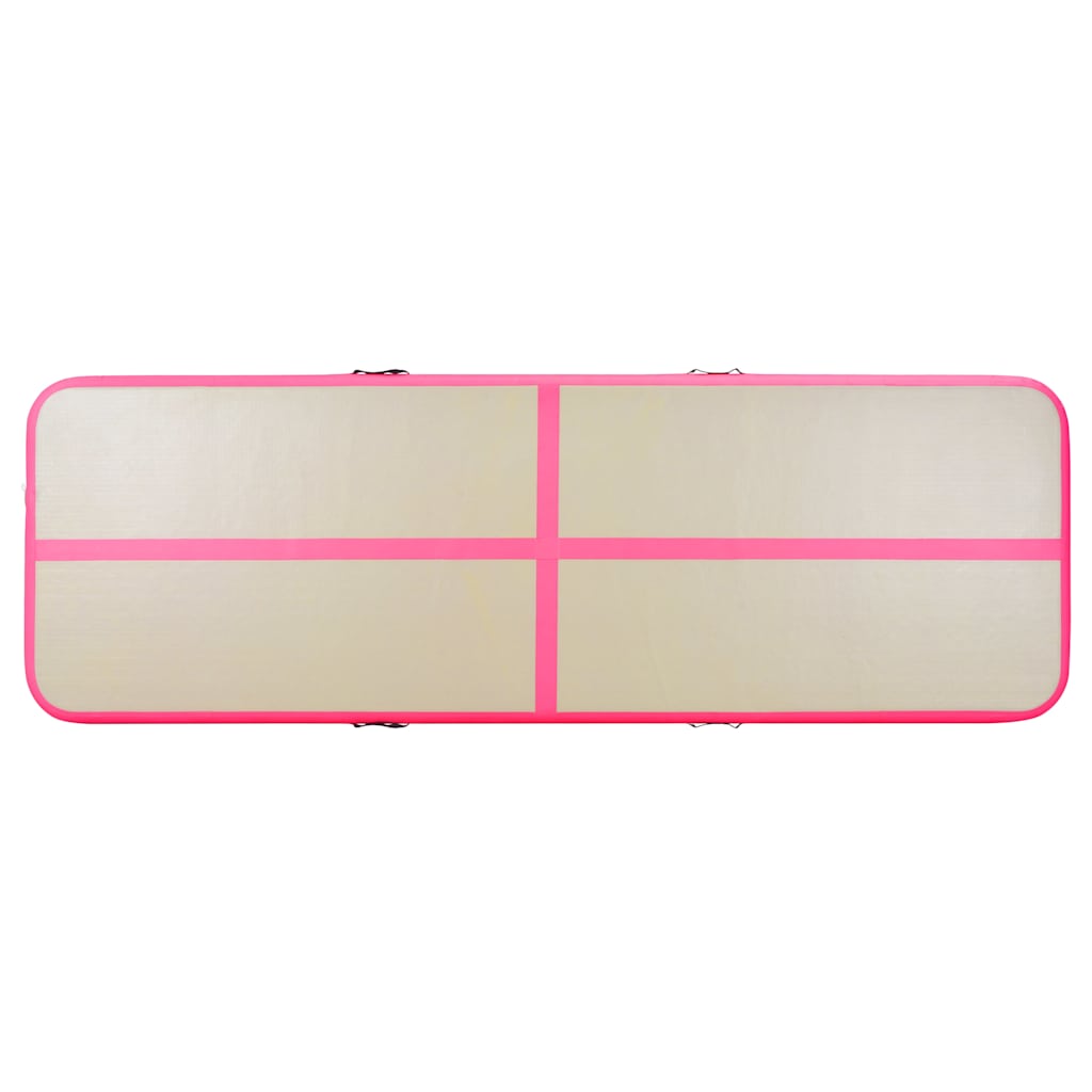 oppustelig gymnastikmåtte med pumpe 300 x 100 x 10 cm PVC Pink