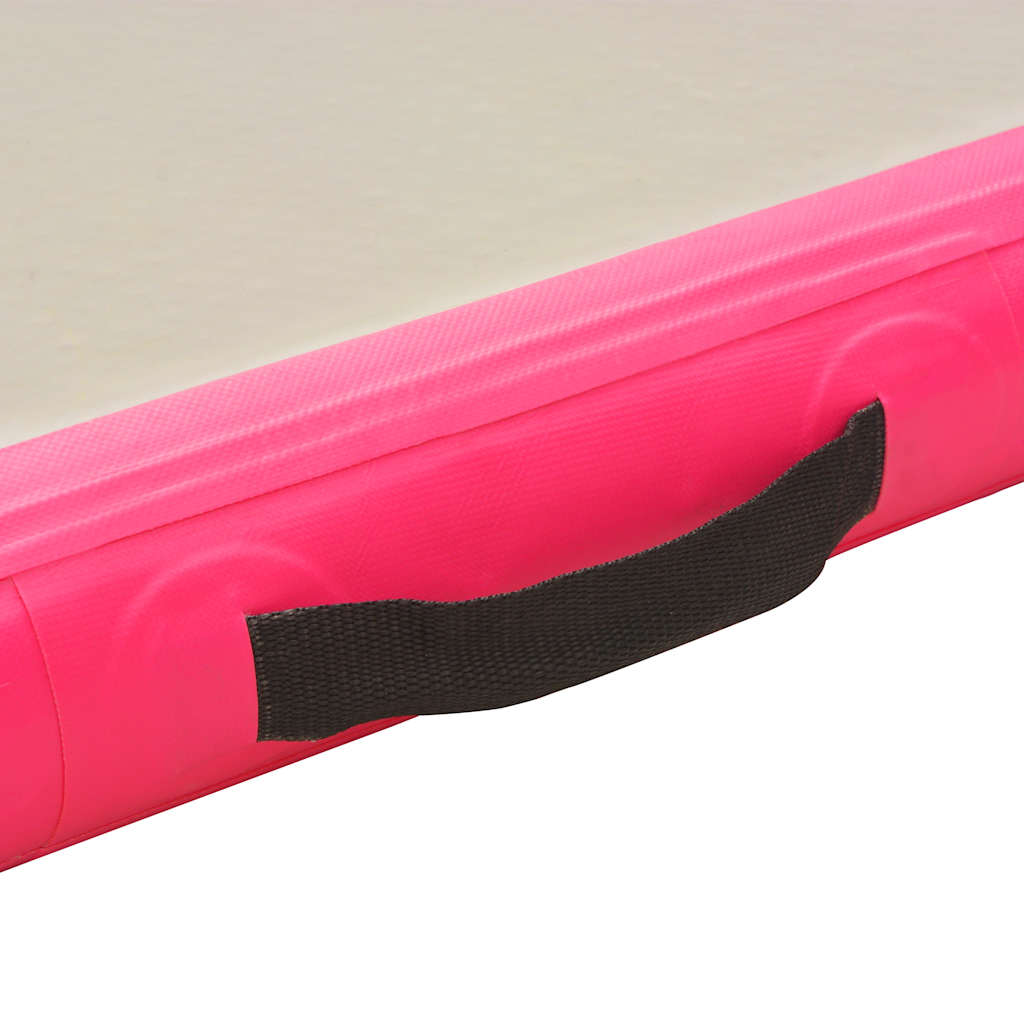 oppustelig gymnastikmåtte med pumpe 300 x 100 x 10 cm PVC Pink
