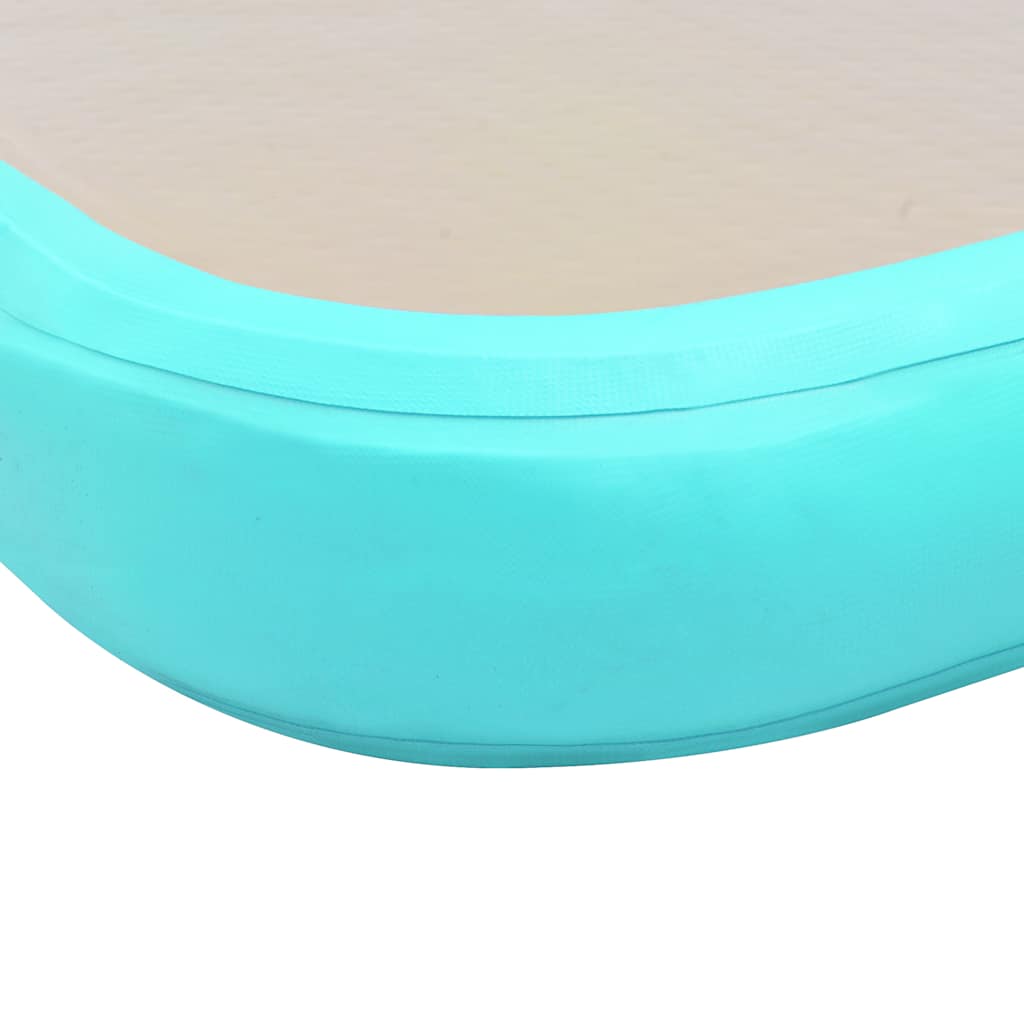 oppustelig gymnastikmåtte med pumpe 300 x 100 x 10 cm PVC grøn