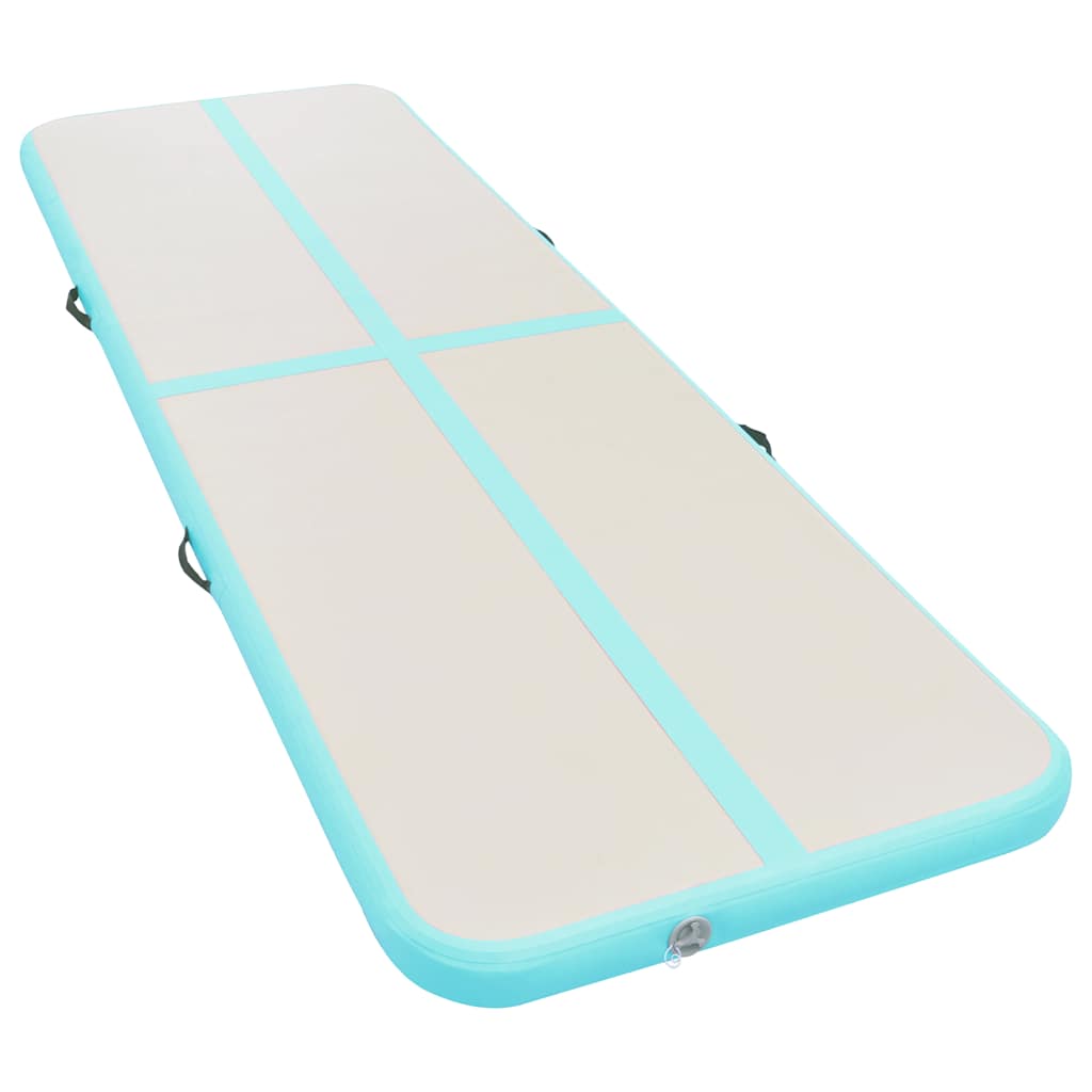 oppustelig gymnastikmåtte med pumpe 300 x 100 x 10 cm PVC grøn