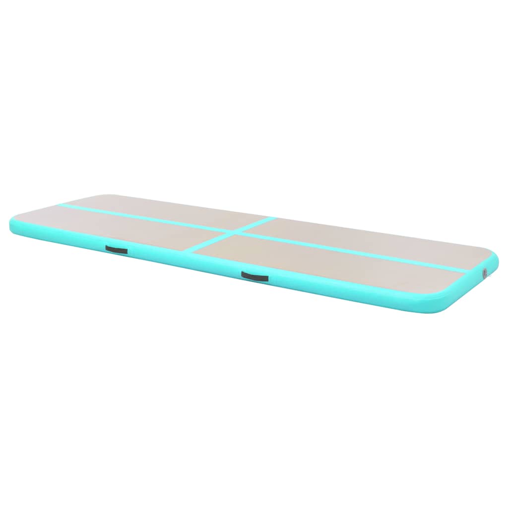 oppustelig gymnastikmåtte med pumpe 300 x 100 x 10 cm PVC grøn