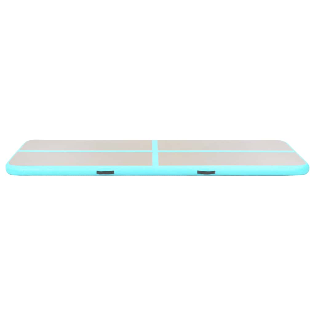 oppustelig gymnastikmåtte med pumpe 300 x 100 x 10 cm PVC grøn