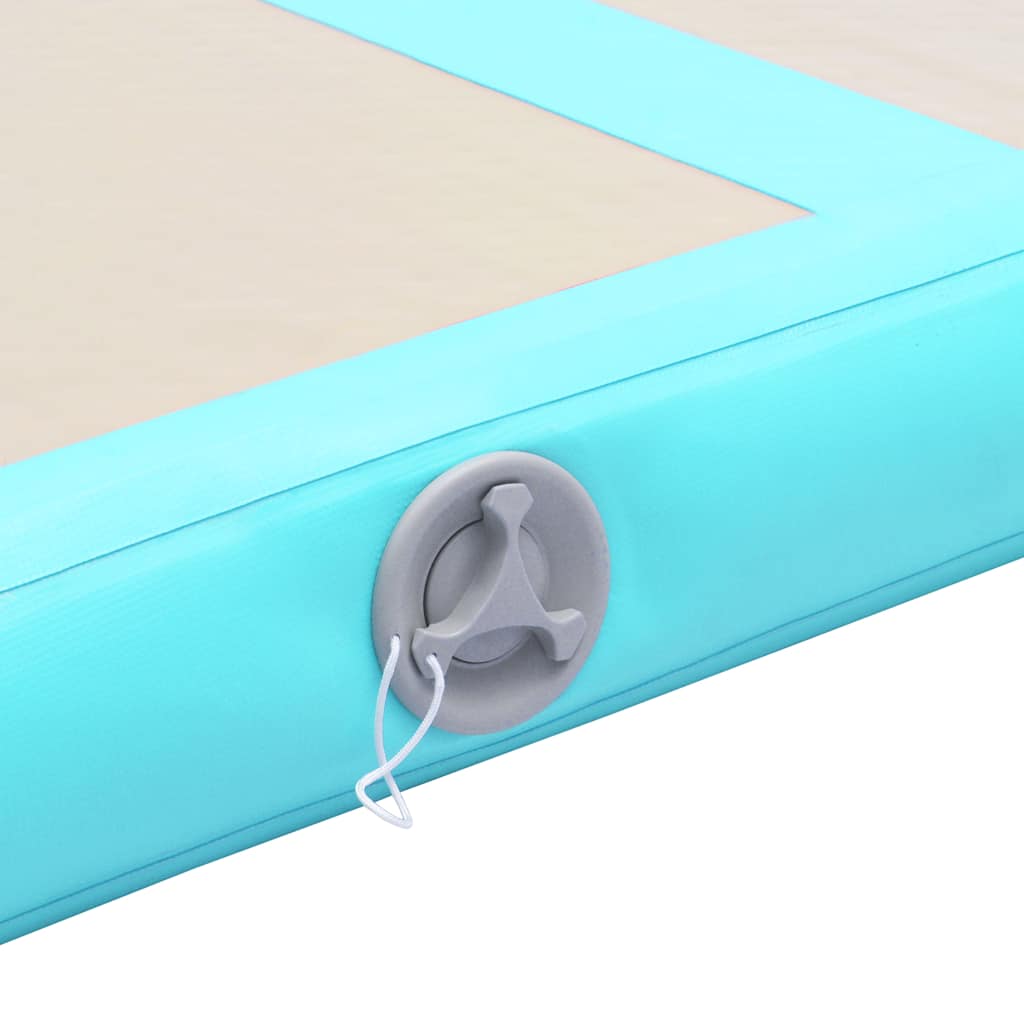 oppustelig gymnastikmåtte med pumpe 300 x 100 x 10 cm PVC grøn