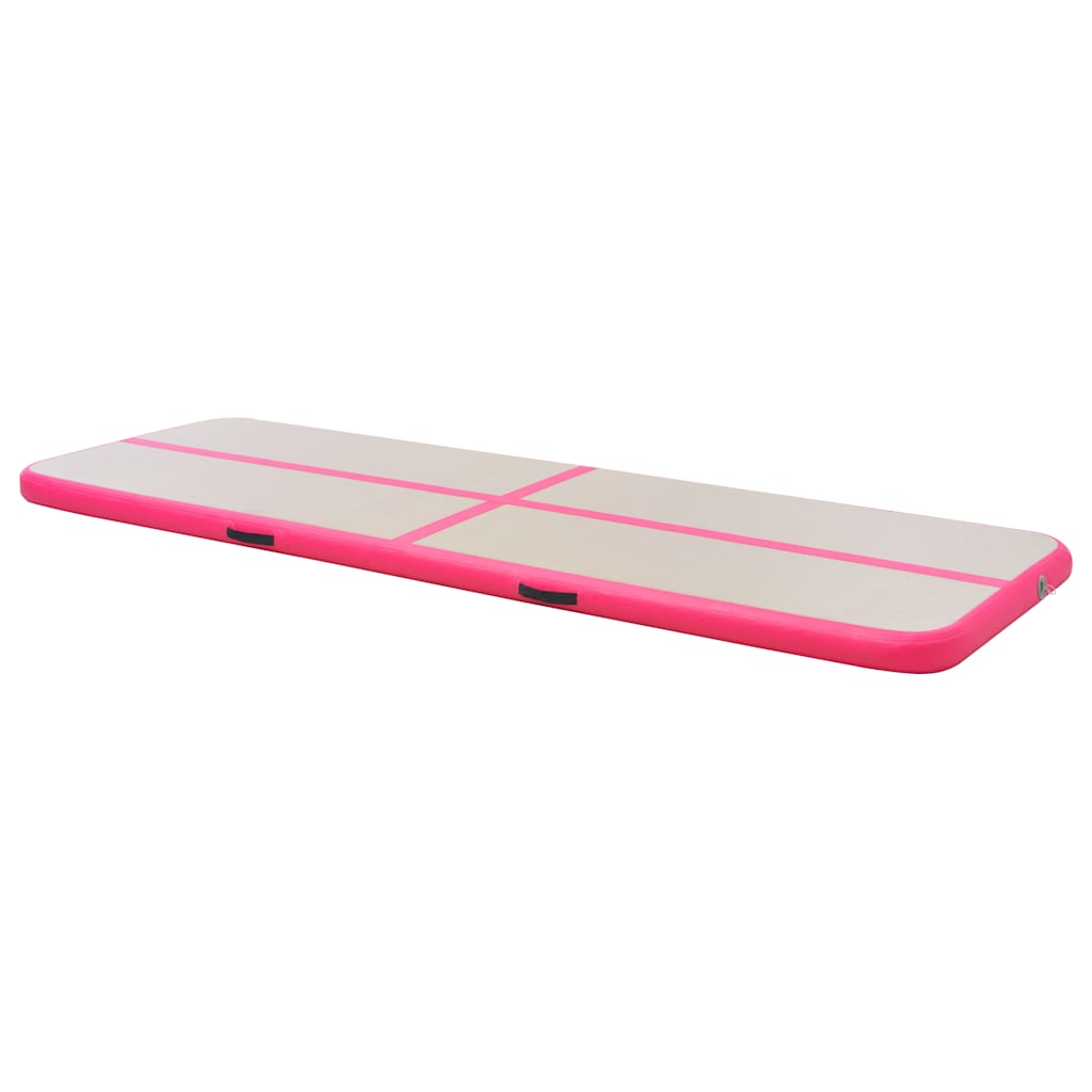 oppustelig gymnastikmåtte med pumpe 400 x 100 x 10 cm PVC pink