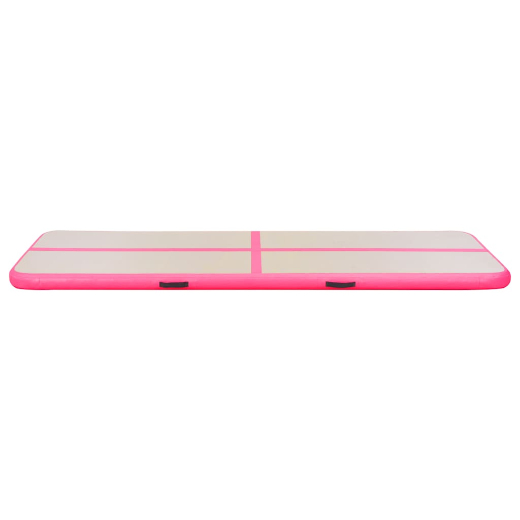oppustelig gymnastikmåtte med pumpe 400 x 100 x 10 cm PVC pink