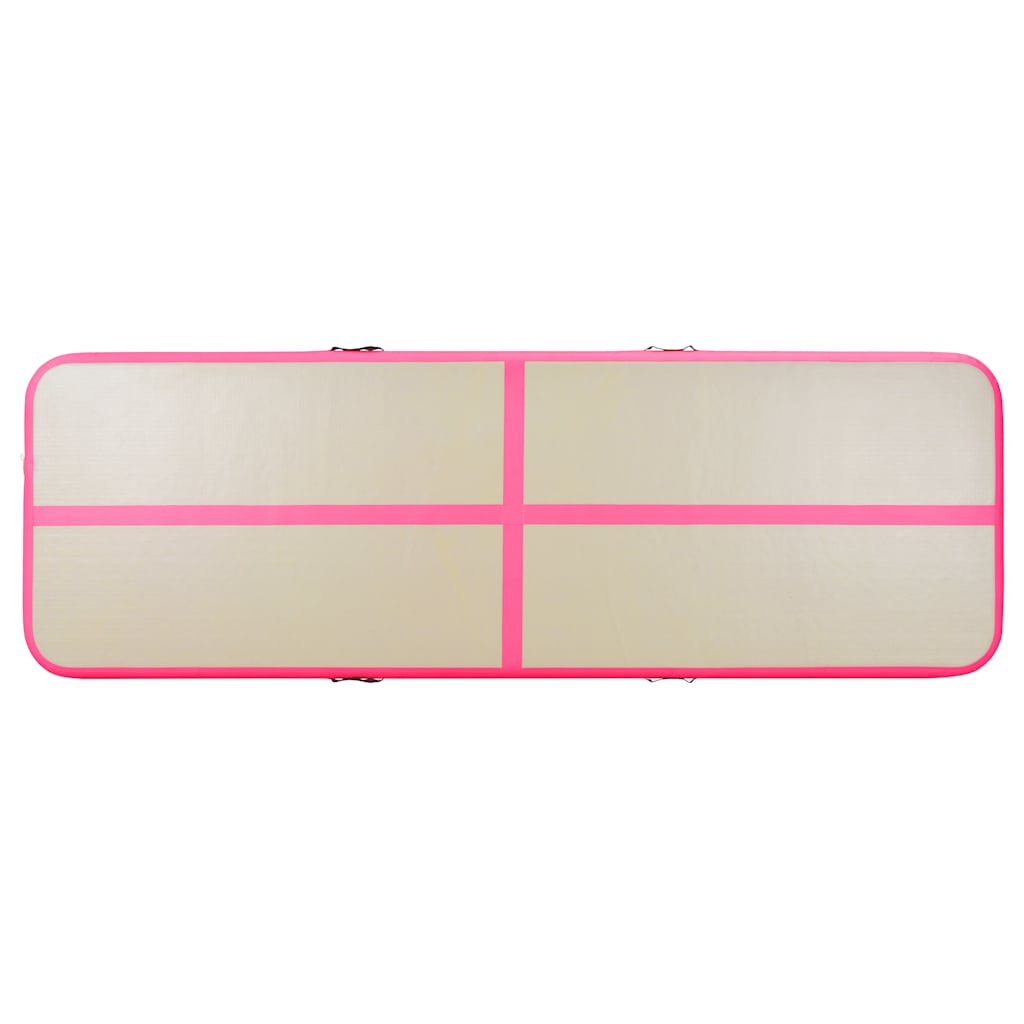 oppustelig gymnastikmåtte med pumpe 400 x 100 x 10 cm PVC pink