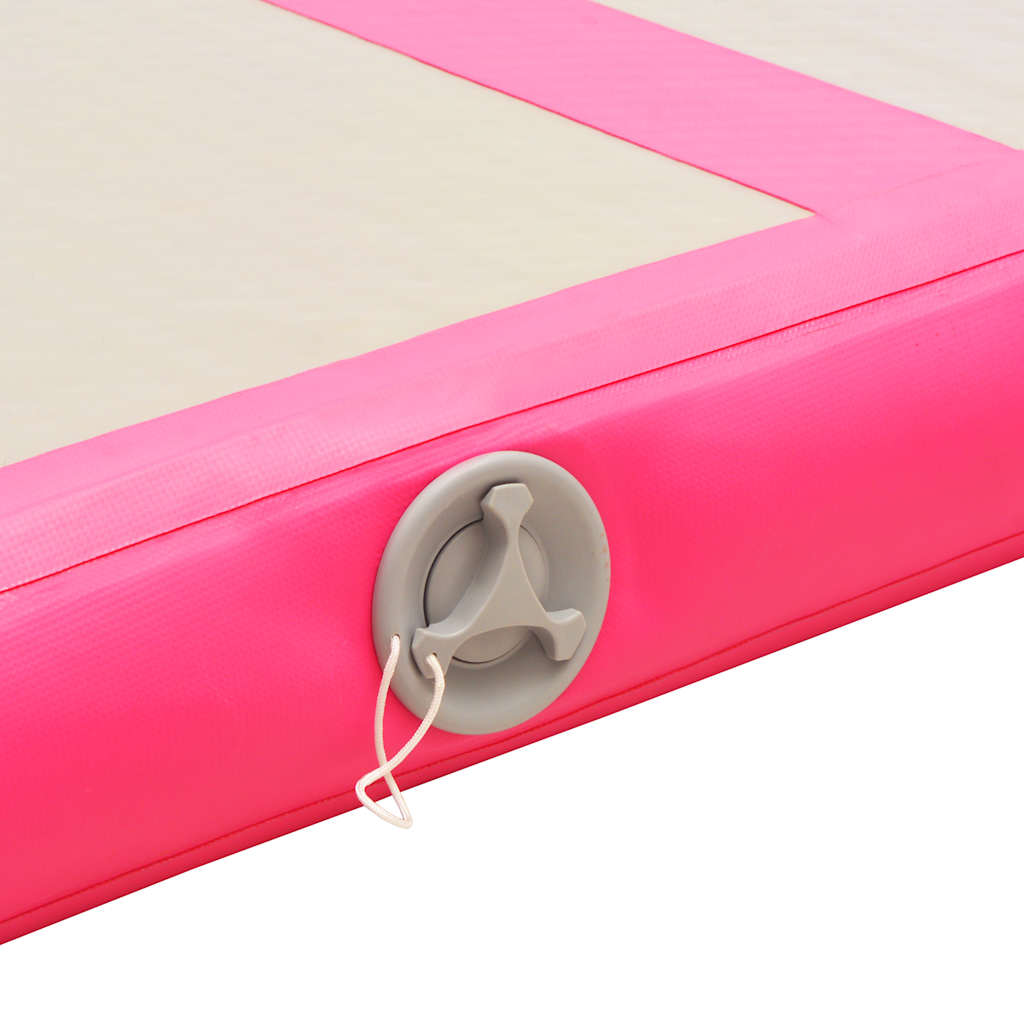 oppustelig gymnastikmåtte med pumpe 400 x 100 x 10 cm PVC pink