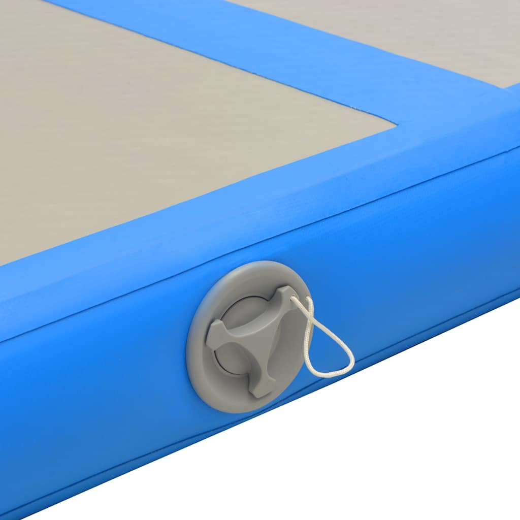 oppustelig gymnastikmåtte med pumpe 400 x 100 x 10 cm PVC blå