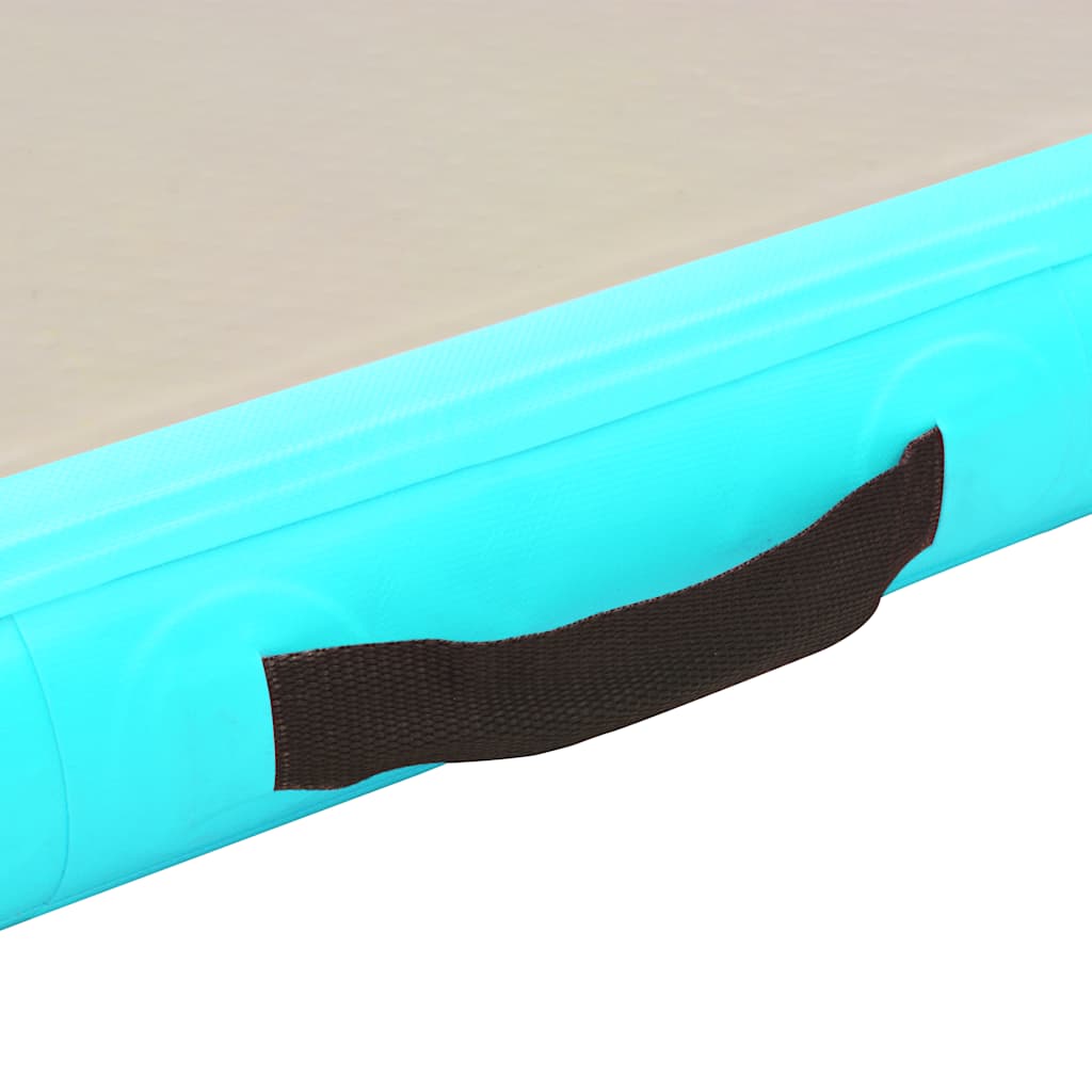 oppustelig gymnastikmåtte med pumpe 400 x 100 x 10 cm PVC grøn