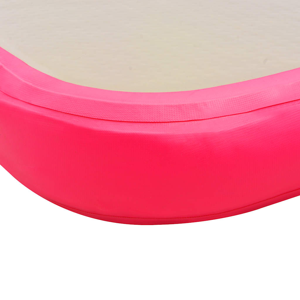 oppustelig gymnastikmåtte med pumpe 500 x 100 x 10 cm PVC Pink