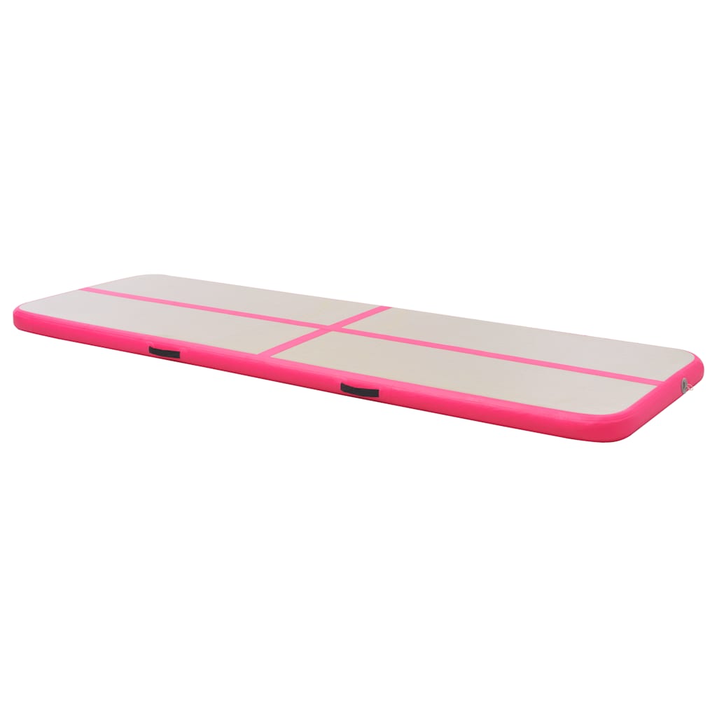 oppustelig gymnastikmåtte med pumpe 500 x 100 x 10 cm PVC Pink