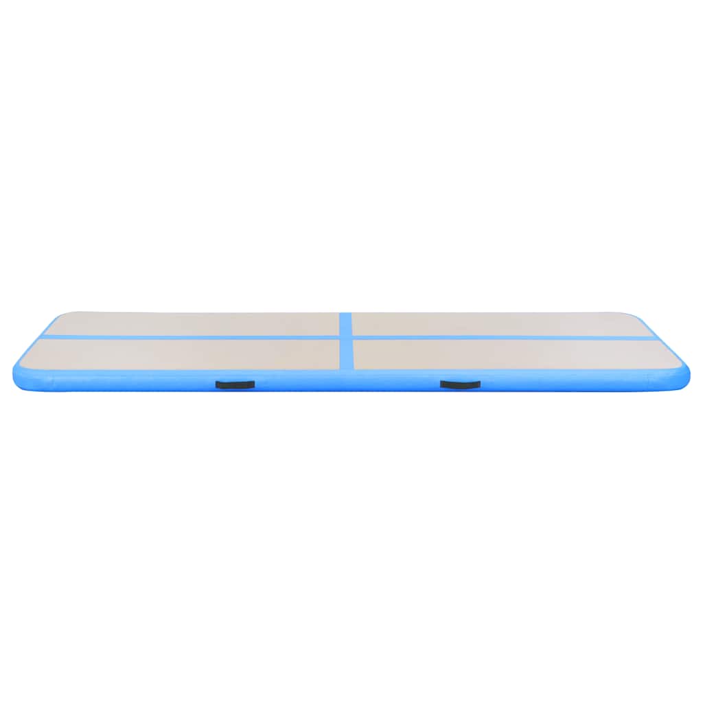 oppustelig gymnastikmåtte med pumpe 500 x 100 x 10 cm PVC blå