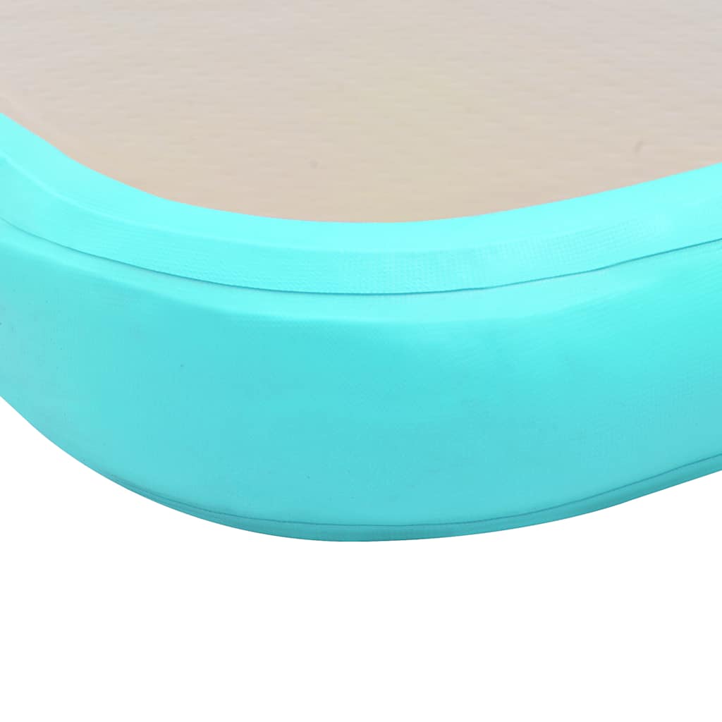 oppustelig gymnastikmåtte med pumpe 500 x 100 x 10 cm PVC grøn