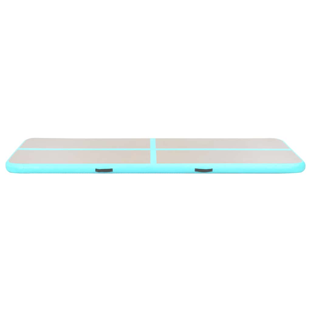 oppustelig gymnastikmåtte med pumpe 500 x 100 x 10 cm PVC grøn