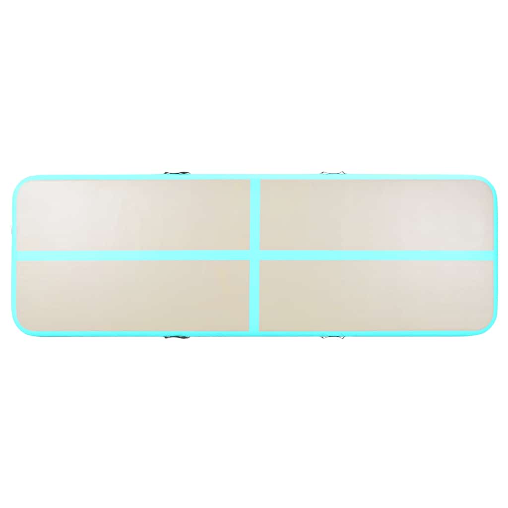 oppustelig gymnastikmåtte med pumpe 500 x 100 x 10 cm PVC grøn