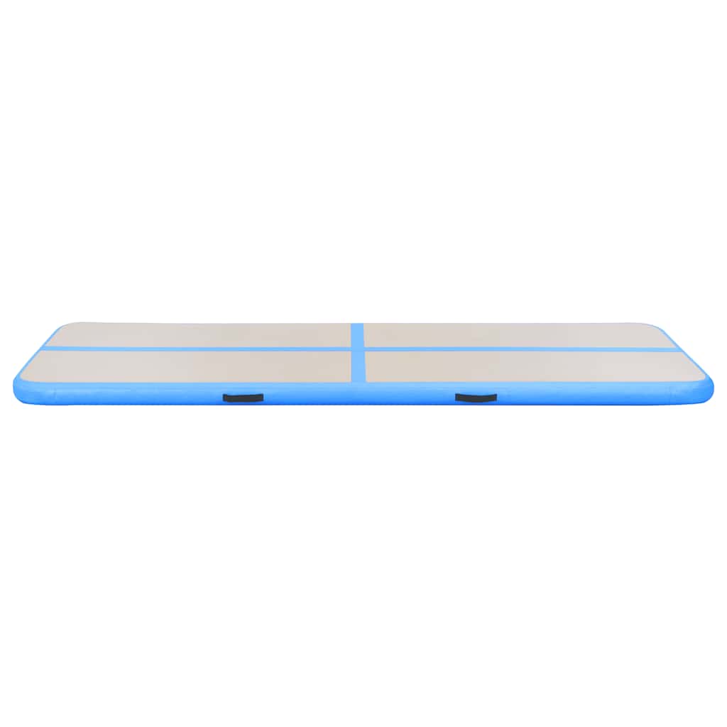 oppustelig gymnastikmåtte med pumpe 600 x 100 x 10 cm PVC blå