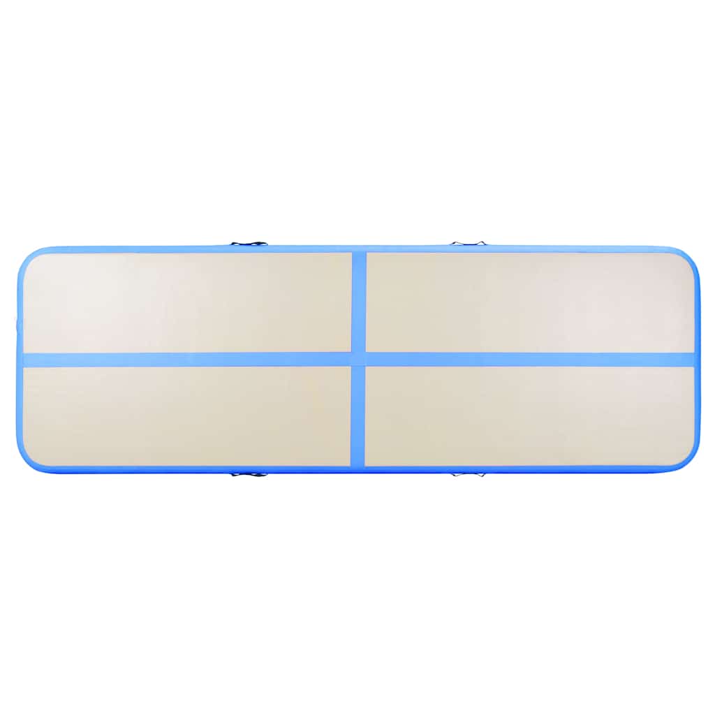 oppustelig gymnastikmåtte med pumpe 600 x 100 x 10 cm PVC blå