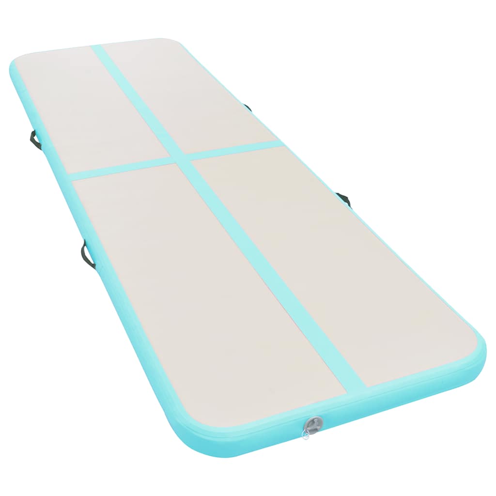 oppustelig gymnastikmåtte med pumpe 600 x 100 x 10 cm PVC grøn