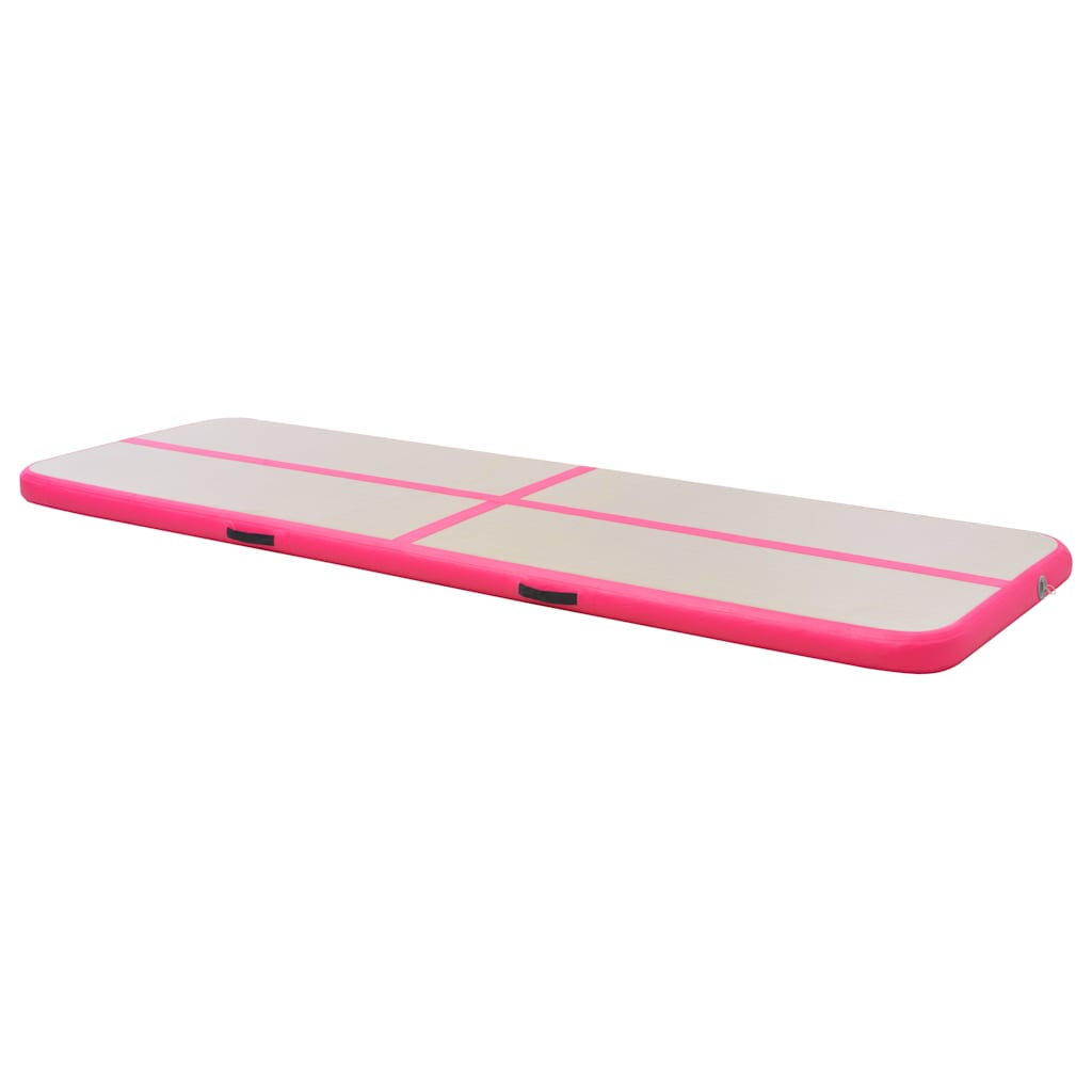 oppustelig gymnastikmåtte med pumpe 700 x 100 x 10 cm PVC Pink