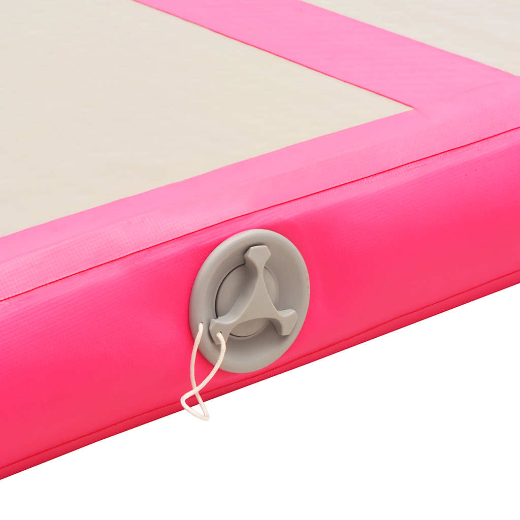 oppustelig gymnastikmåtte med pumpe 700 x 100 x 10 cm PVC Pink
