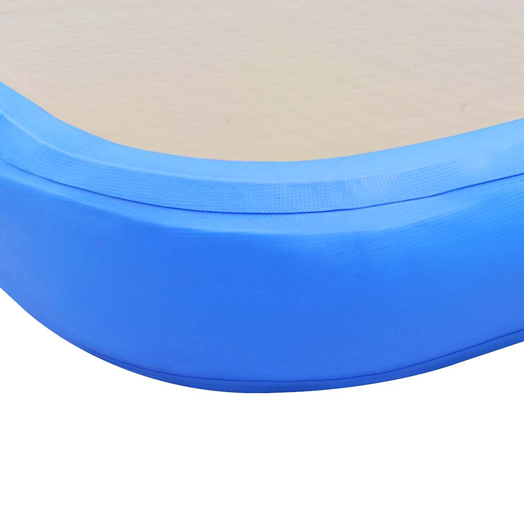 oppustelig gymnastikmåtte med pumpe 700 x 100 x 10 cm PVC blå
