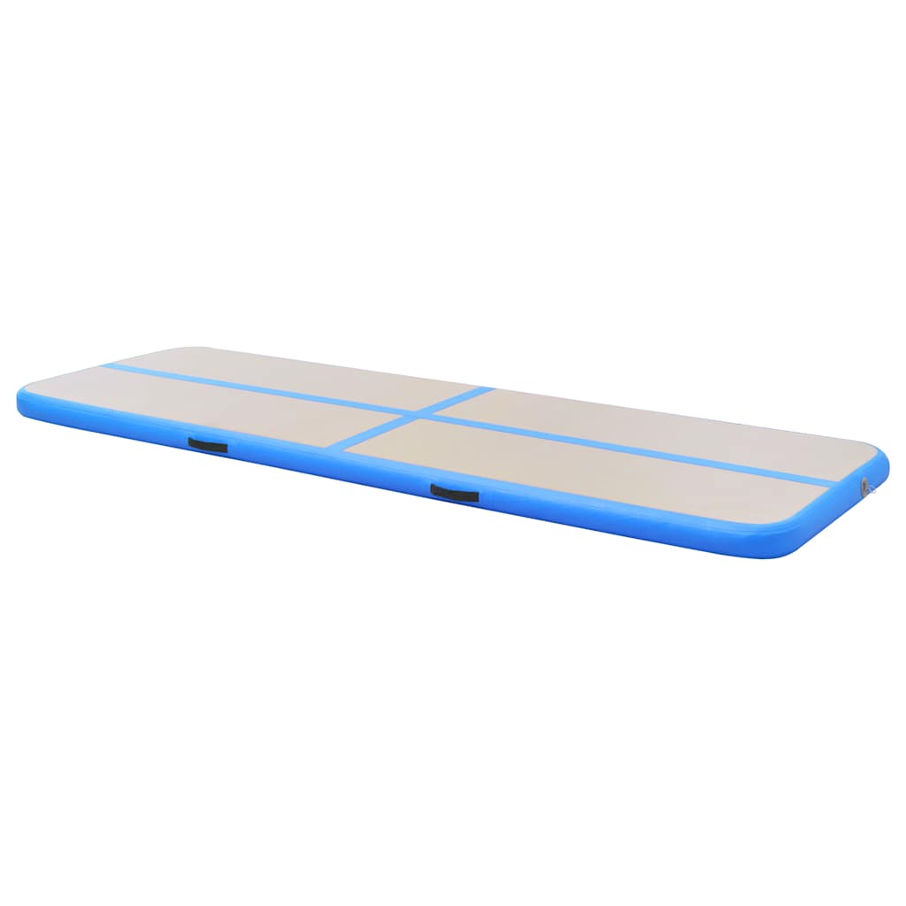 oppustelig gymnastikmåtte med pumpe 700 x 100 x 10 cm PVC blå