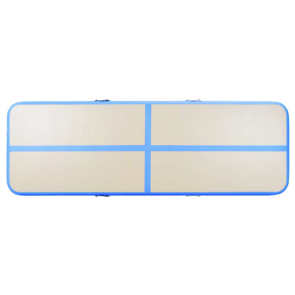 oppustelig gymnastikmåtte med pumpe 700 x 100 x 10 cm PVC blå