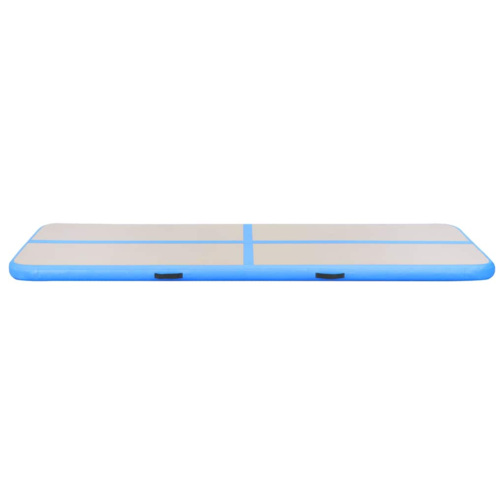 oppustelig gymnastikmåtte med pumpe 700 x 100 x 10 cm PVC blå