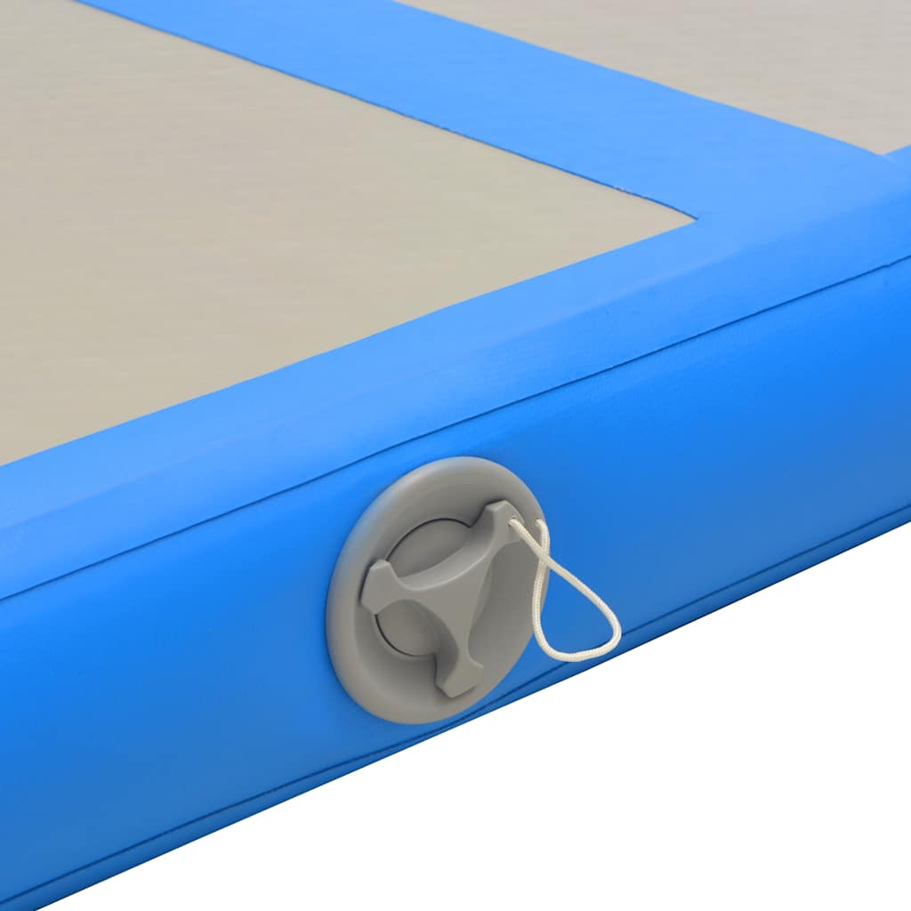 oppustelig gymnastikmåtte med pumpe 700 x 100 x 10 cm PVC blå