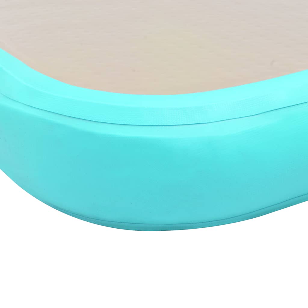 oppustelig gymnastikmåtte med pumpe 700 x 100 x 10 cm PVC grøn