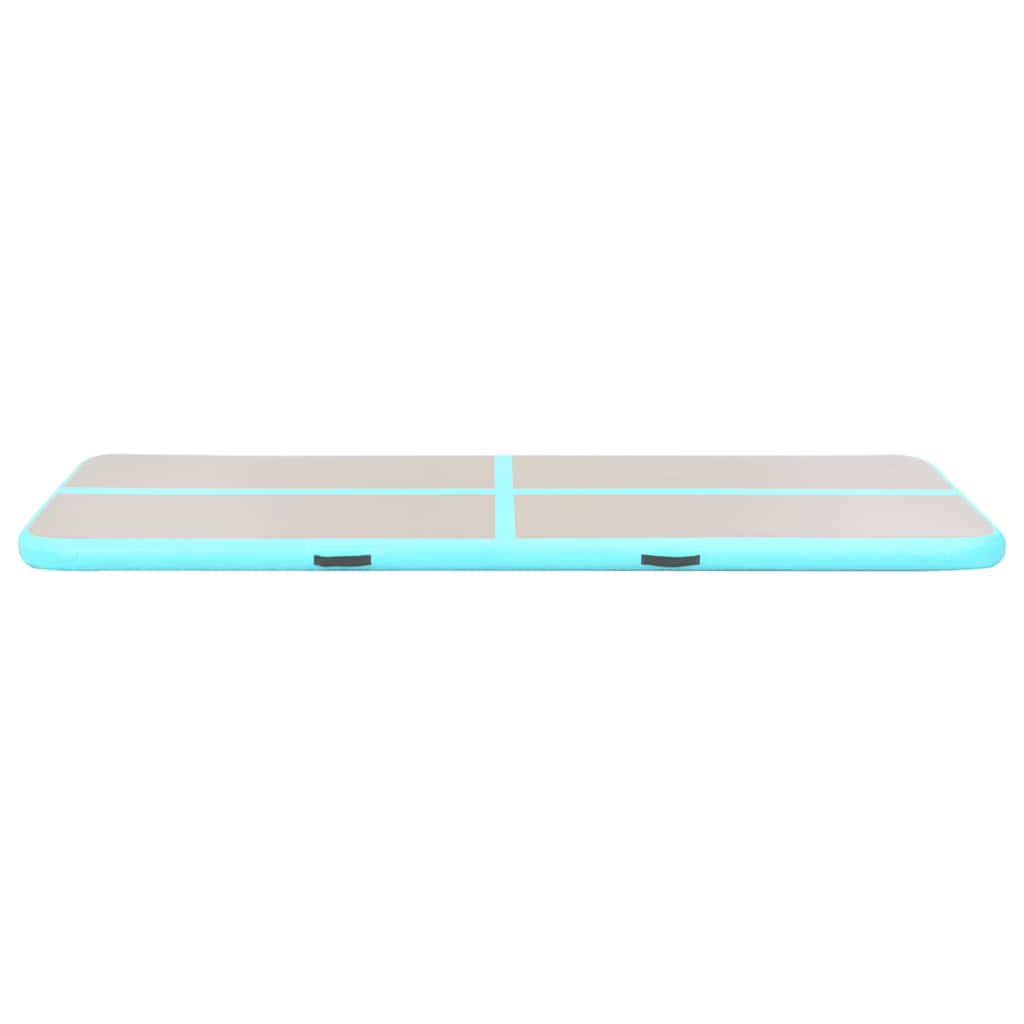 oppustelig gymnastikmåtte med pumpe 700 x 100 x 10 cm PVC grøn
