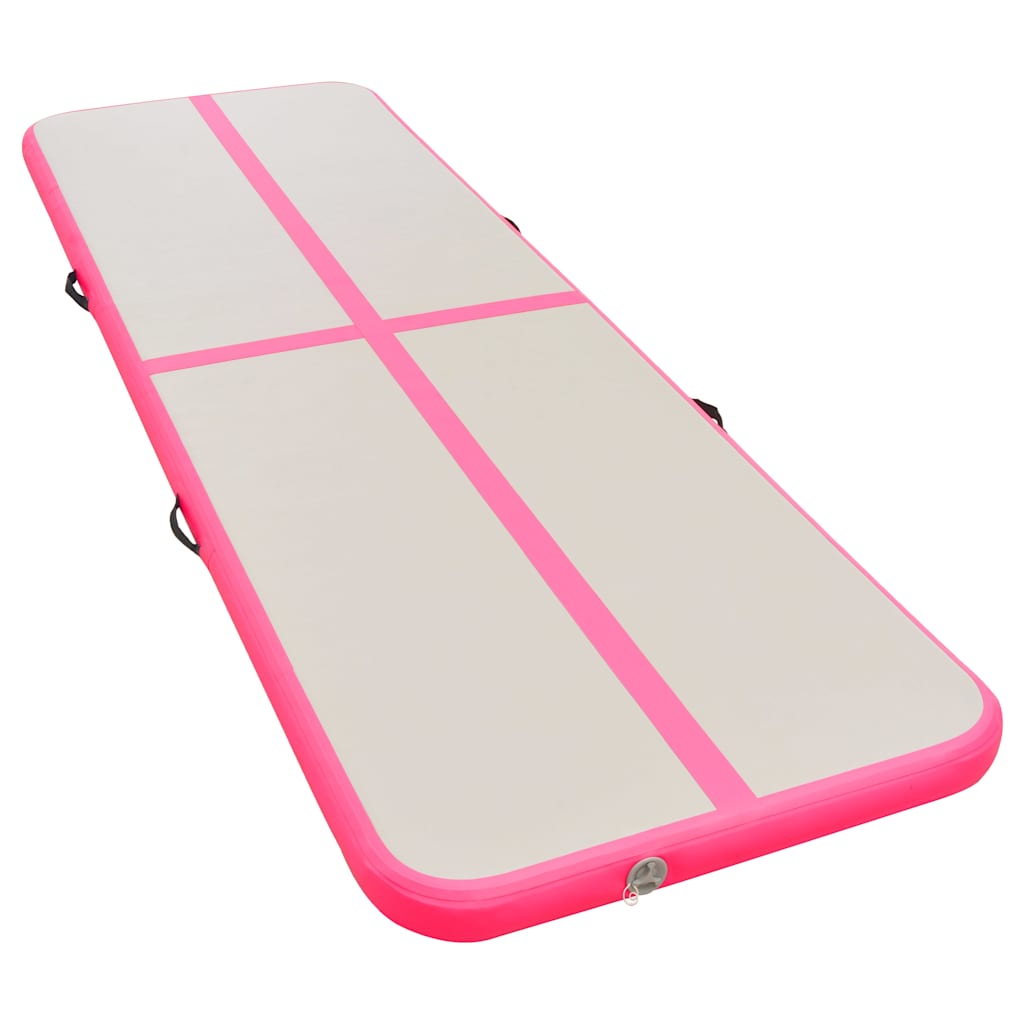 oppustelig gymnastikmåtte med pumpe 800 x 100 x 10 cm PVC Pink